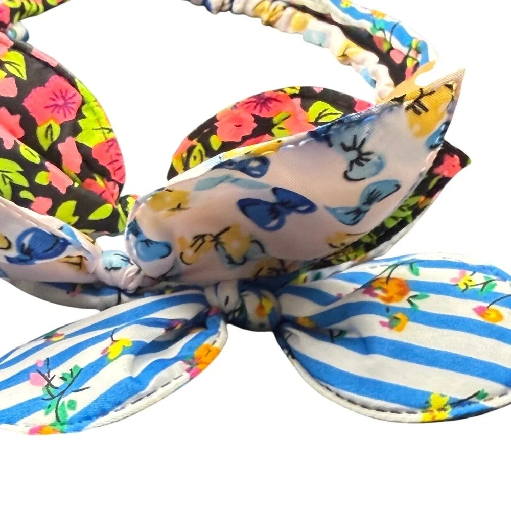 Kids Bunny Ear Headband Set 3pc Floral Striped Bow Hair Accessories Multicolor‎